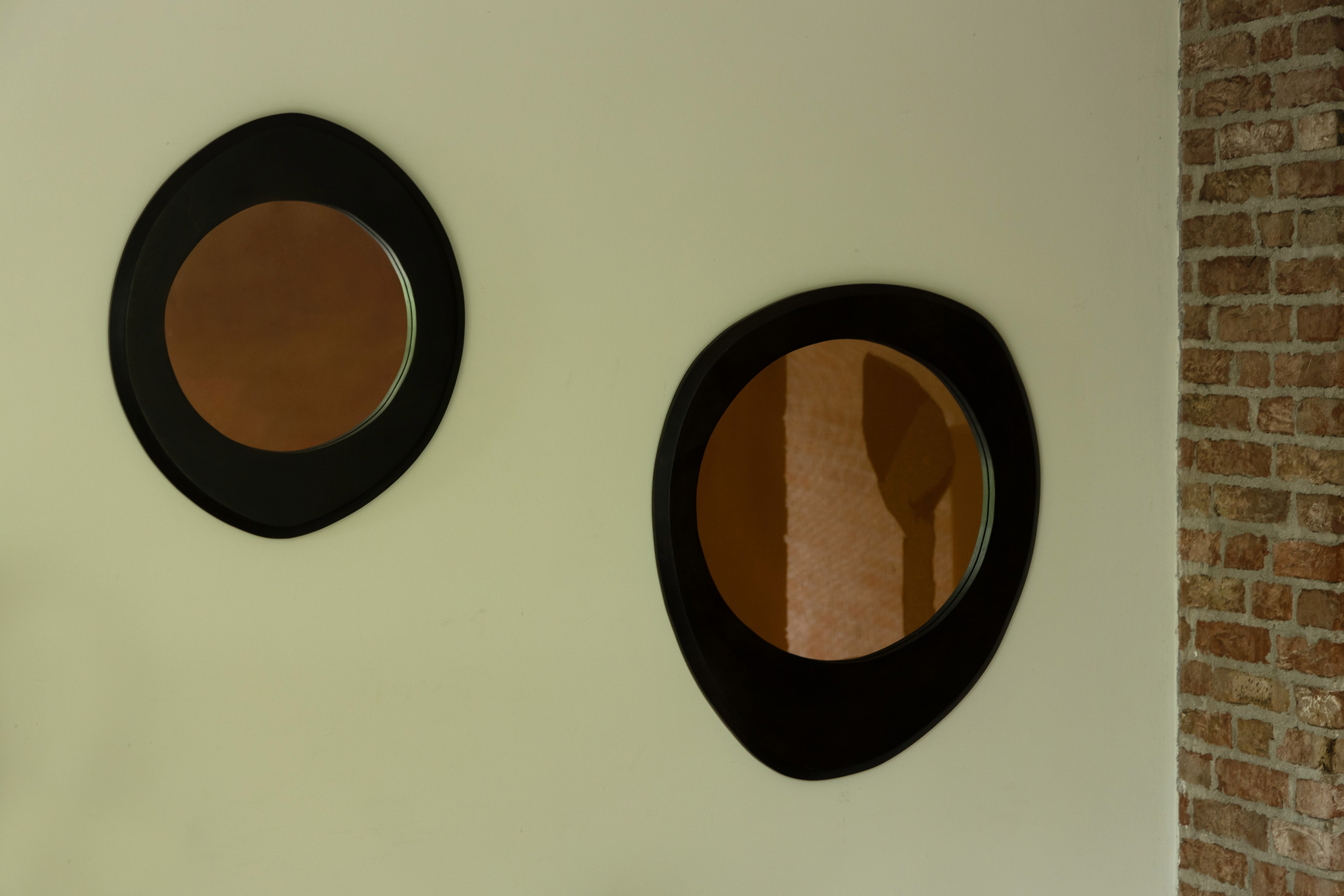 Dutchbone Aren Organic Black Wood Wall Mirror Small